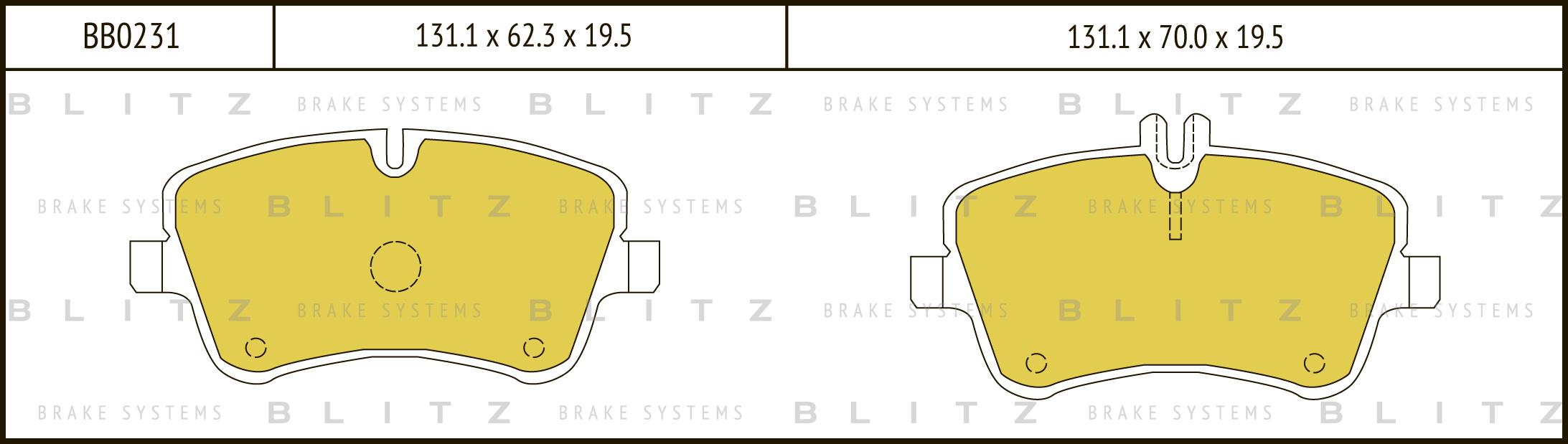 

Тормозные колодки дисковые BLITZ BB0231