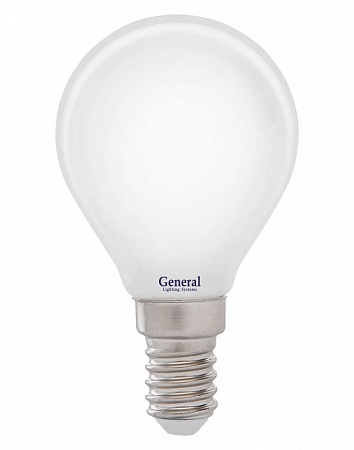 

Лампа LED филамент матовый 8W М G45 E14 6500 шар General