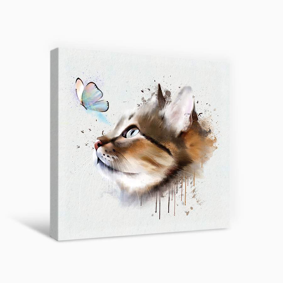 

Картина на холсте Postermarket Кот и бабочка 40х40 см, CT3-170