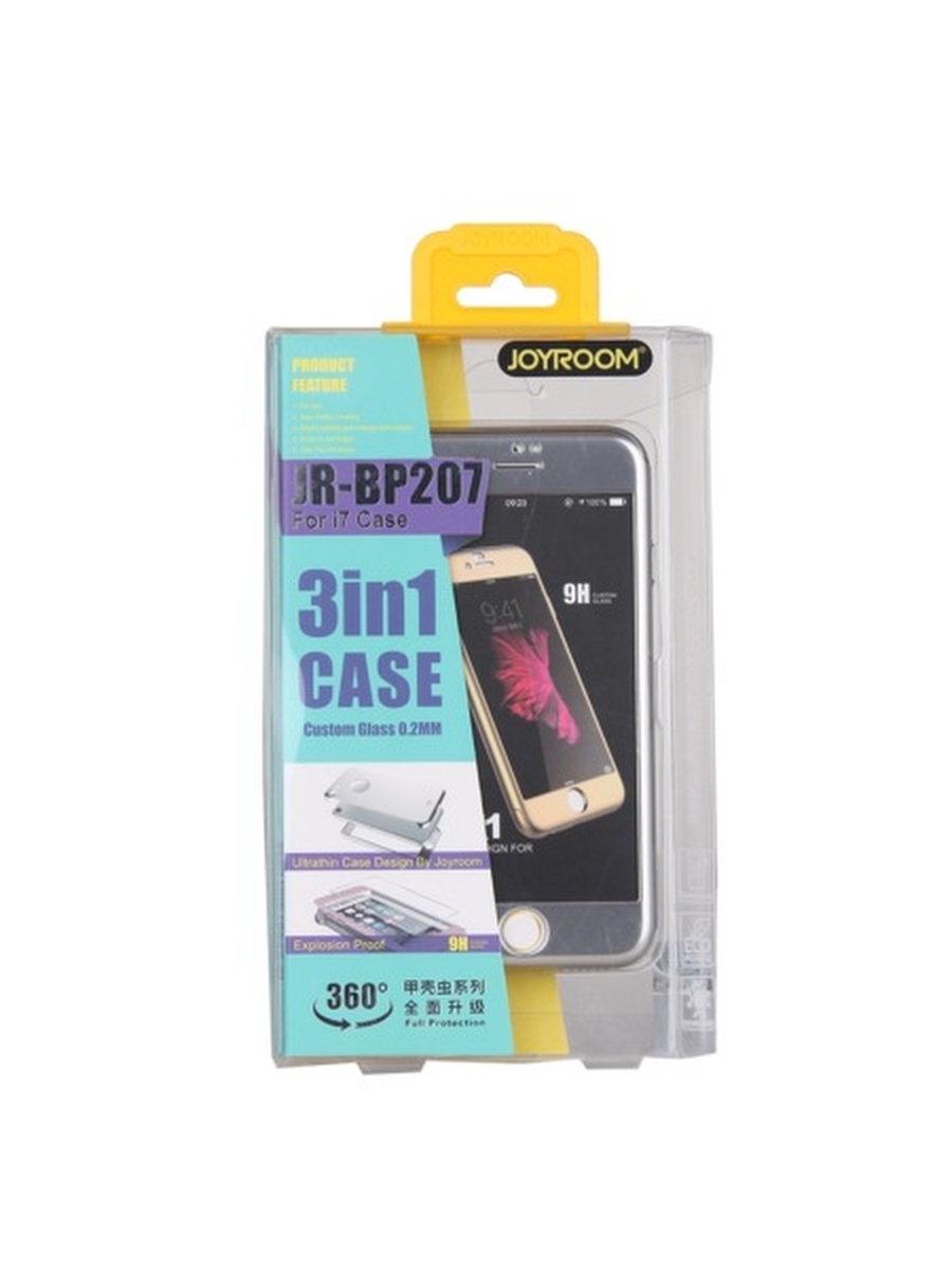 

Накладка iPhone 7/8 Beetls-M Glossy PC+tempered glass JOYROOM Silver, Серебристый