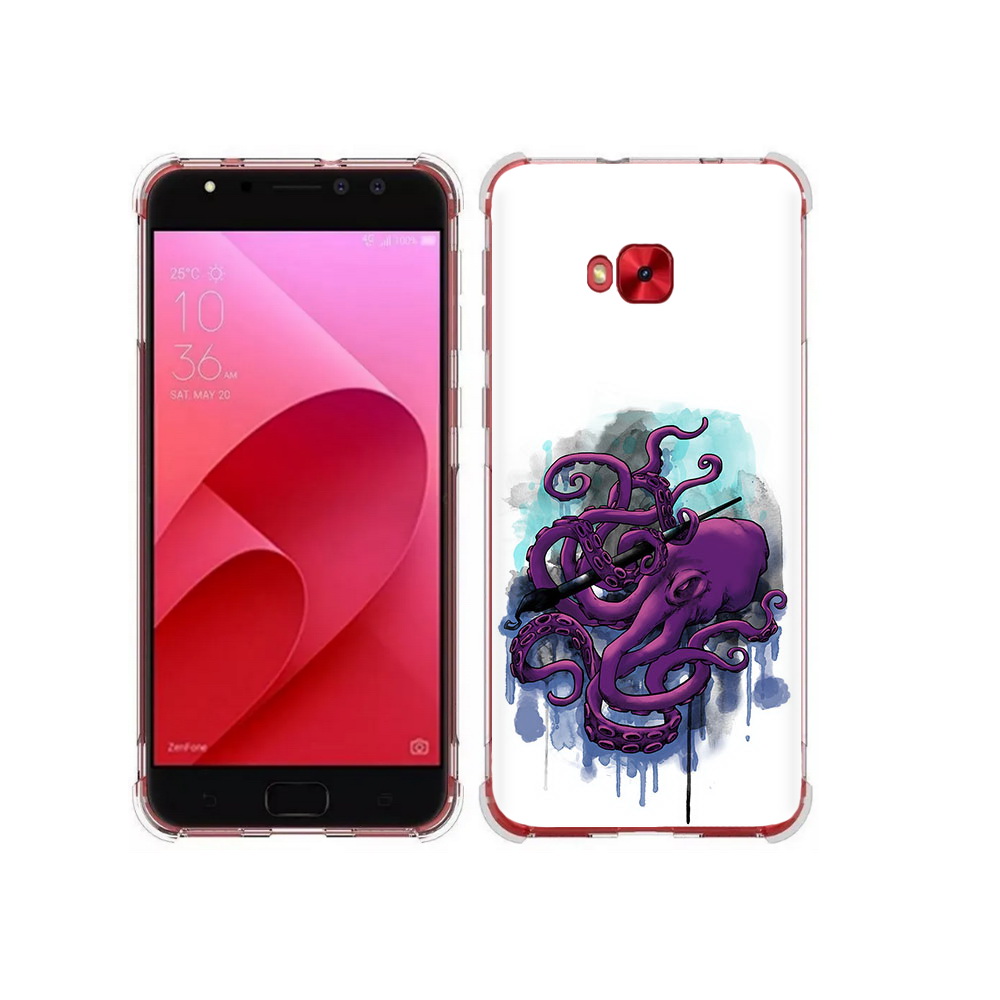 

Чехол MyPads Tocco для Asus ZenFone 4 Selfie фиолетовый осьминог (PT76274.652.658), Прозрачный, Tocco