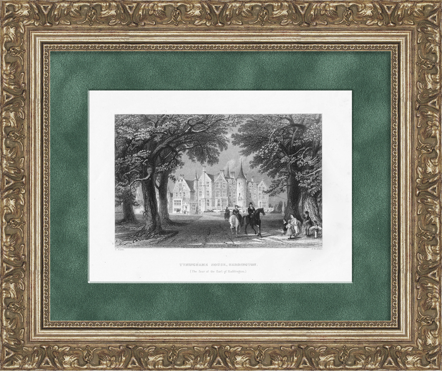 Замок Тайнингхэм, Шотландия. Гравюра 19 века