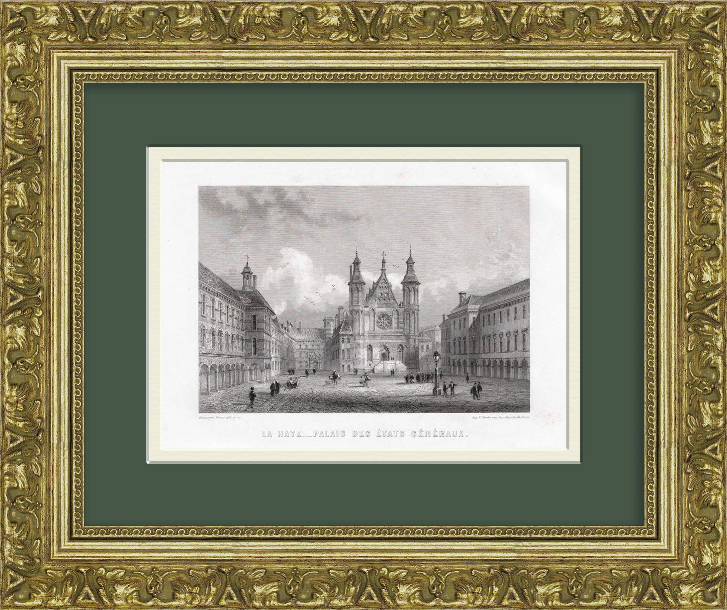 фото Гаага в голландии, замок бинненхоф. гравюра 1857 года франция