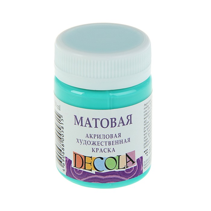 

Краска акриловая ЗХК Decola, 100 мл, матовая, мятная, Голубой, Decola