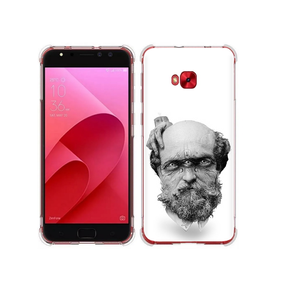 

Чехол MyPads Tocco для Asus ZenFone 4 Selfie страшный бородатый мужчина абстракция, Прозрачный, Tocco