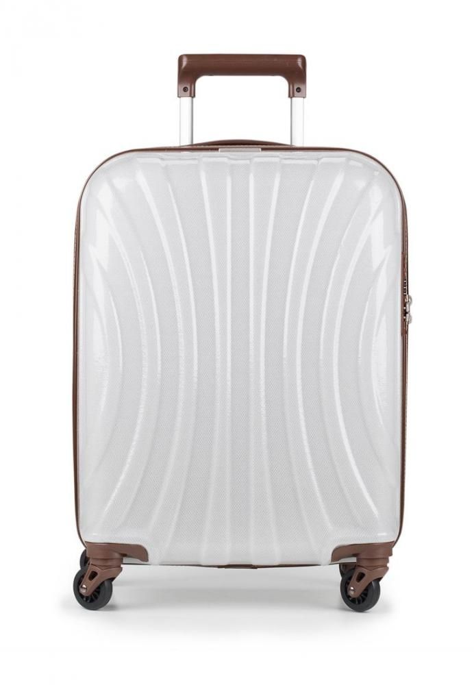 Чемодан унисекс 4 ROADS 3K-001 белый жемчужный, 64х45х26 см