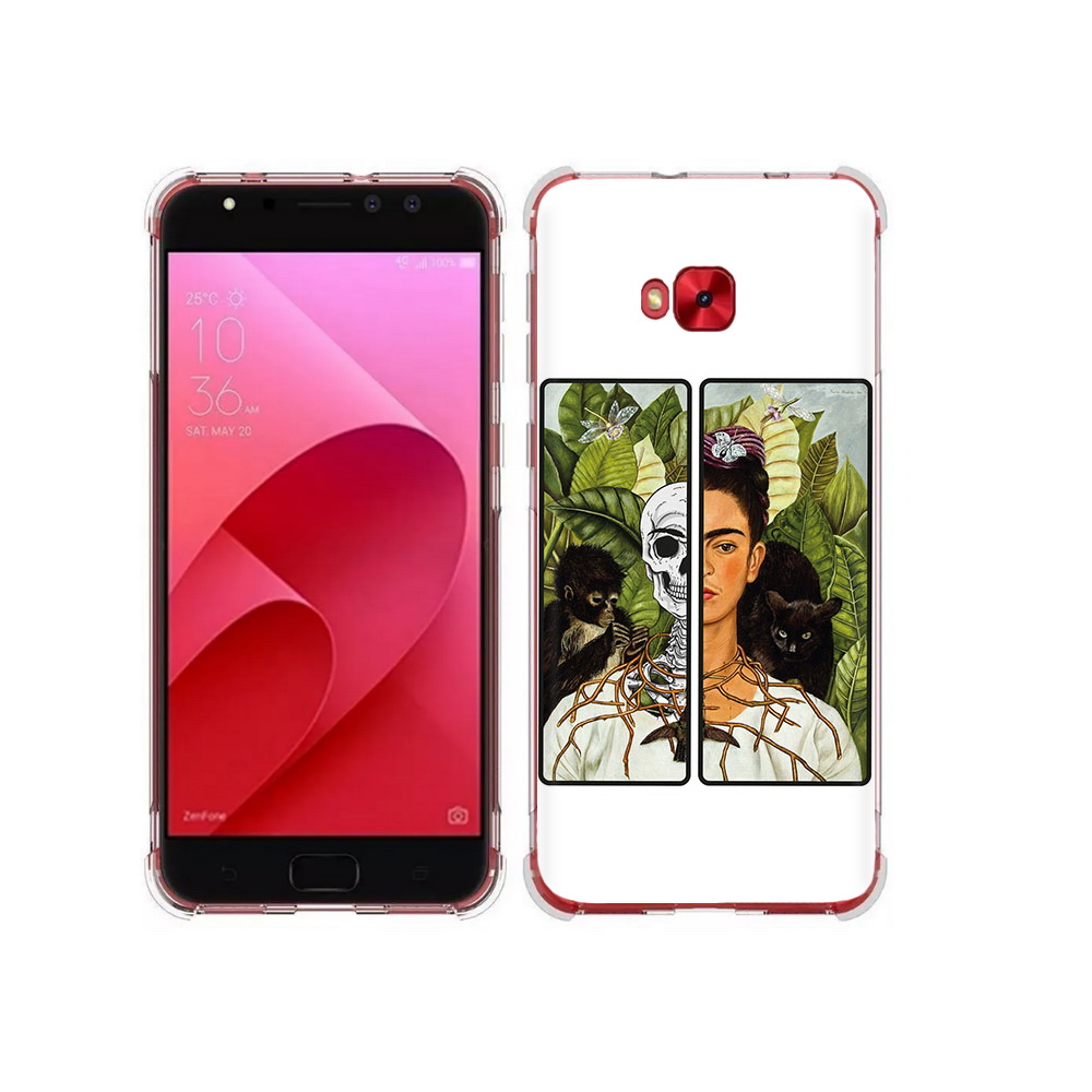 

Чехол MyPads Tocco для Asus ZenFone 4 Selfie сдвоенная картинка девушка скелет, Прозрачный, Tocco