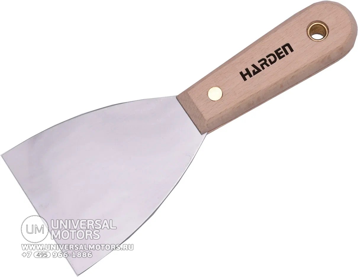 фото Шпатель с деревянной ручкой 125мм harden 620210 nobrand