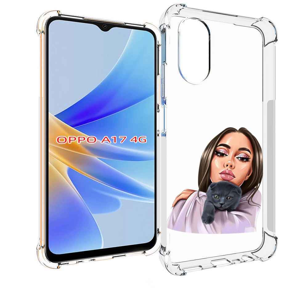 

Чехол MyPads нарисованная-девушка-с-котом женский для OPPO A17, Прозрачный, Tocco