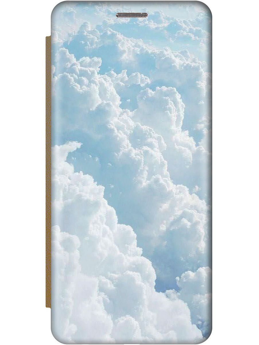 

Чехол-книжка на Tecno Spark 10 "Кучевые облака" золотистый, Белый;голубой, 159552