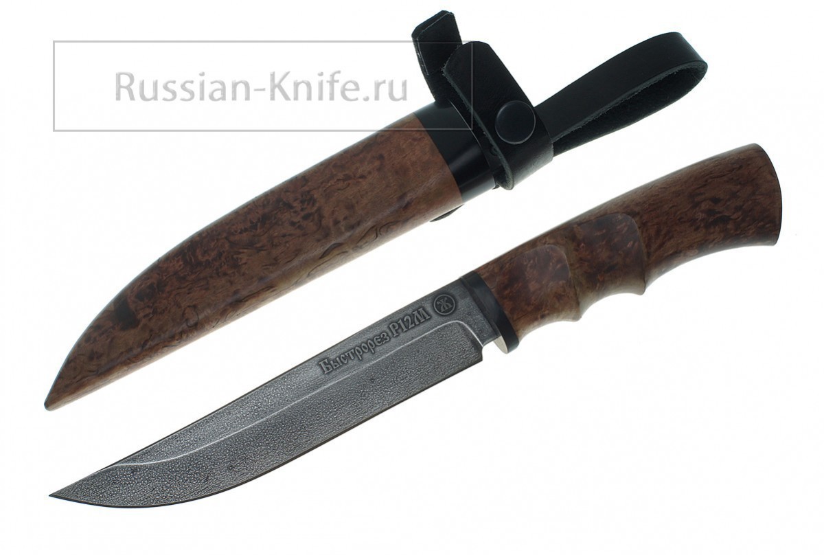 

Нож Осётр (сталь Р12М-быстрорез)-деревянные ножны