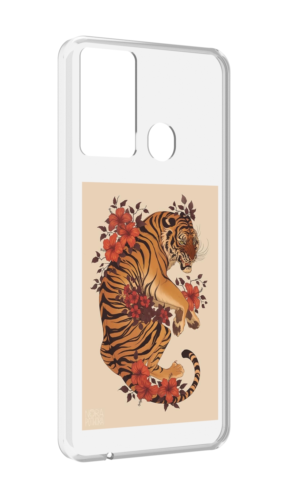 

Чехол MyPads злой-тигр-с-цветами для Itel P37/Itel Vision 2S, Прозрачный, Tocco