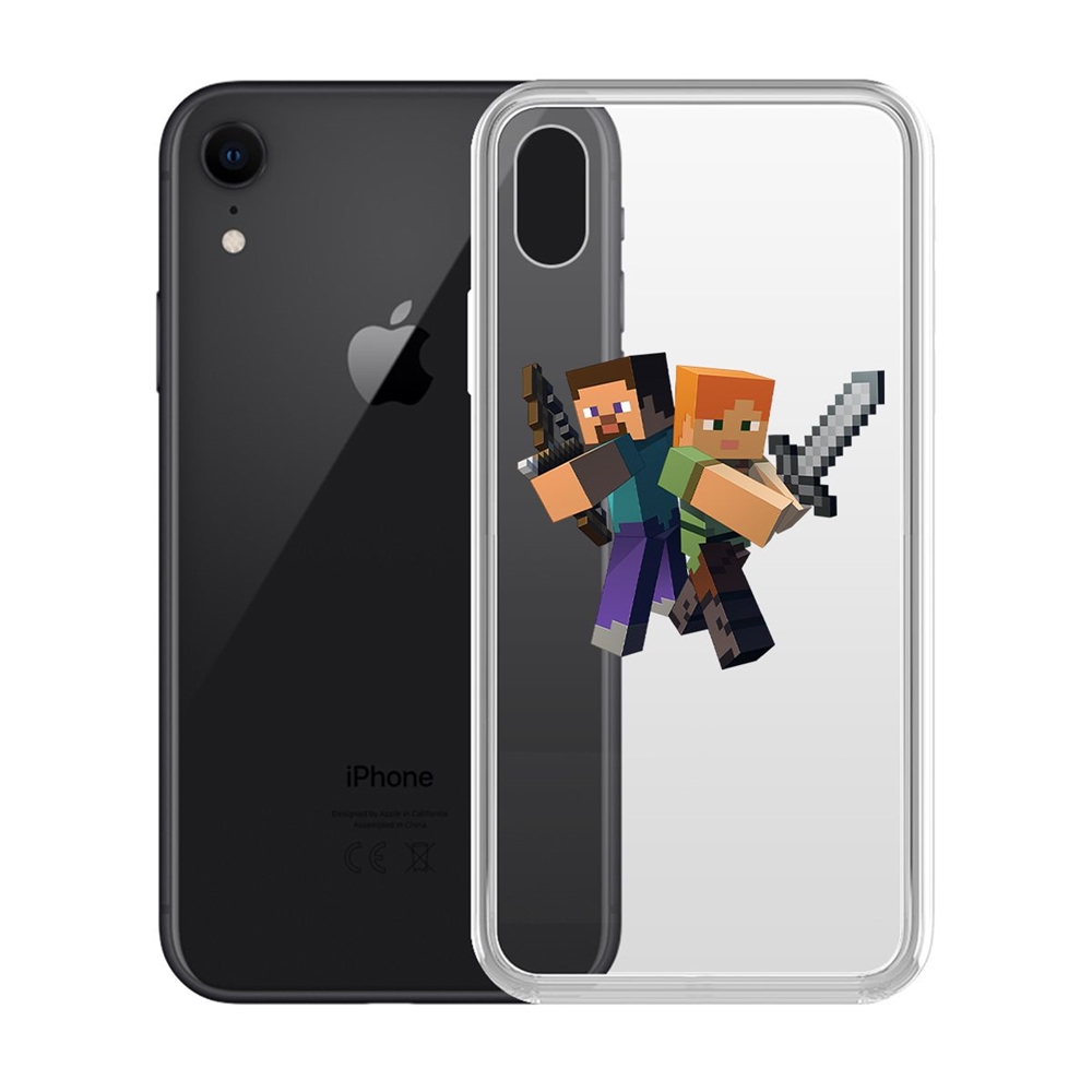 

Чехол-накладка Minecraft-Стив и Алекс для iPhone XR, Прозрачный