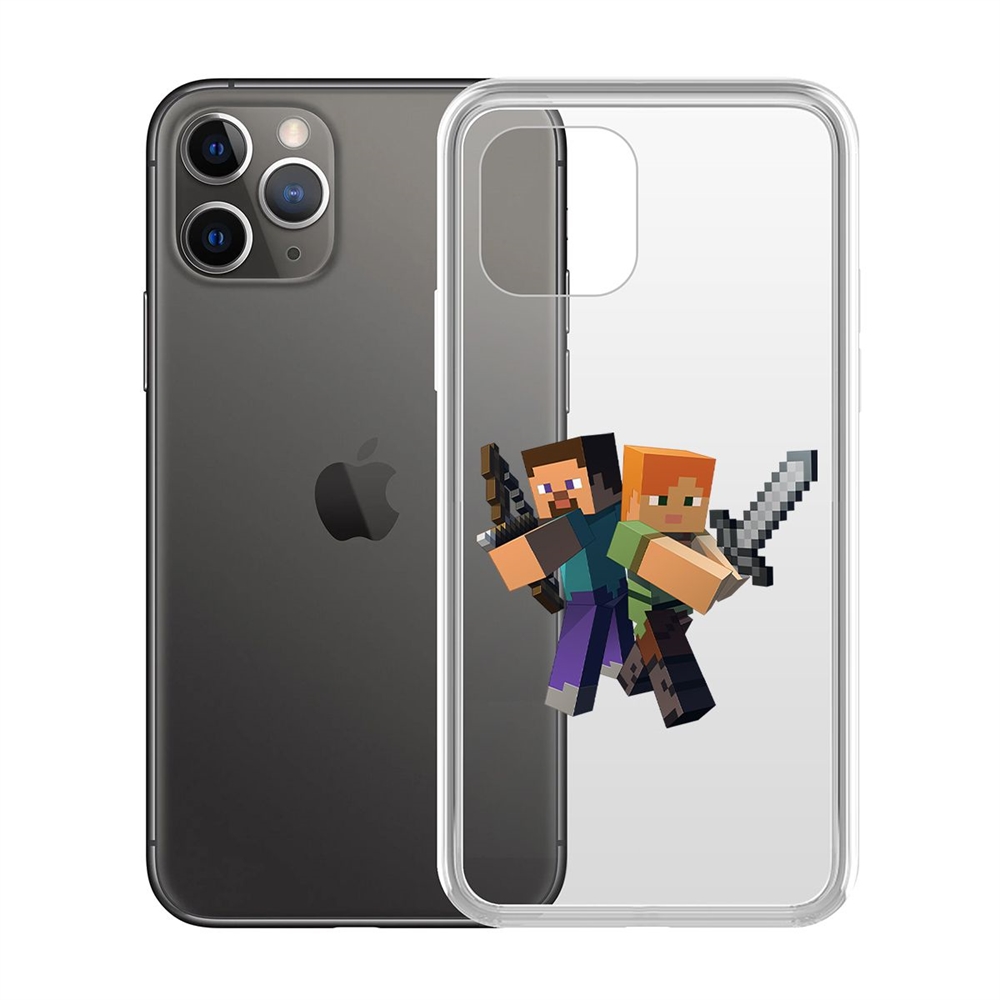 

Чехол-накладка Minecraft-Стив и Алекс для iPhone 11 Pro, Прозрачный