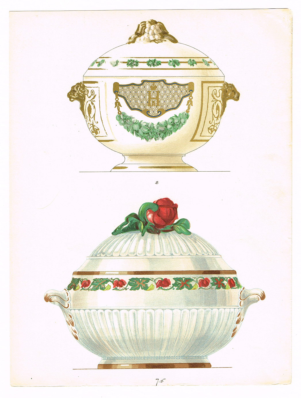 

Фарфоровые супницы, старинная хромолитография