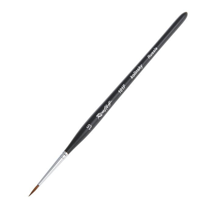 

Кисть Колонок круглая Roubloff 101F № 1,5 короткая ручка ЖК1-01,5FБ чёрная, матовая, фигур, Кисти серии 101F