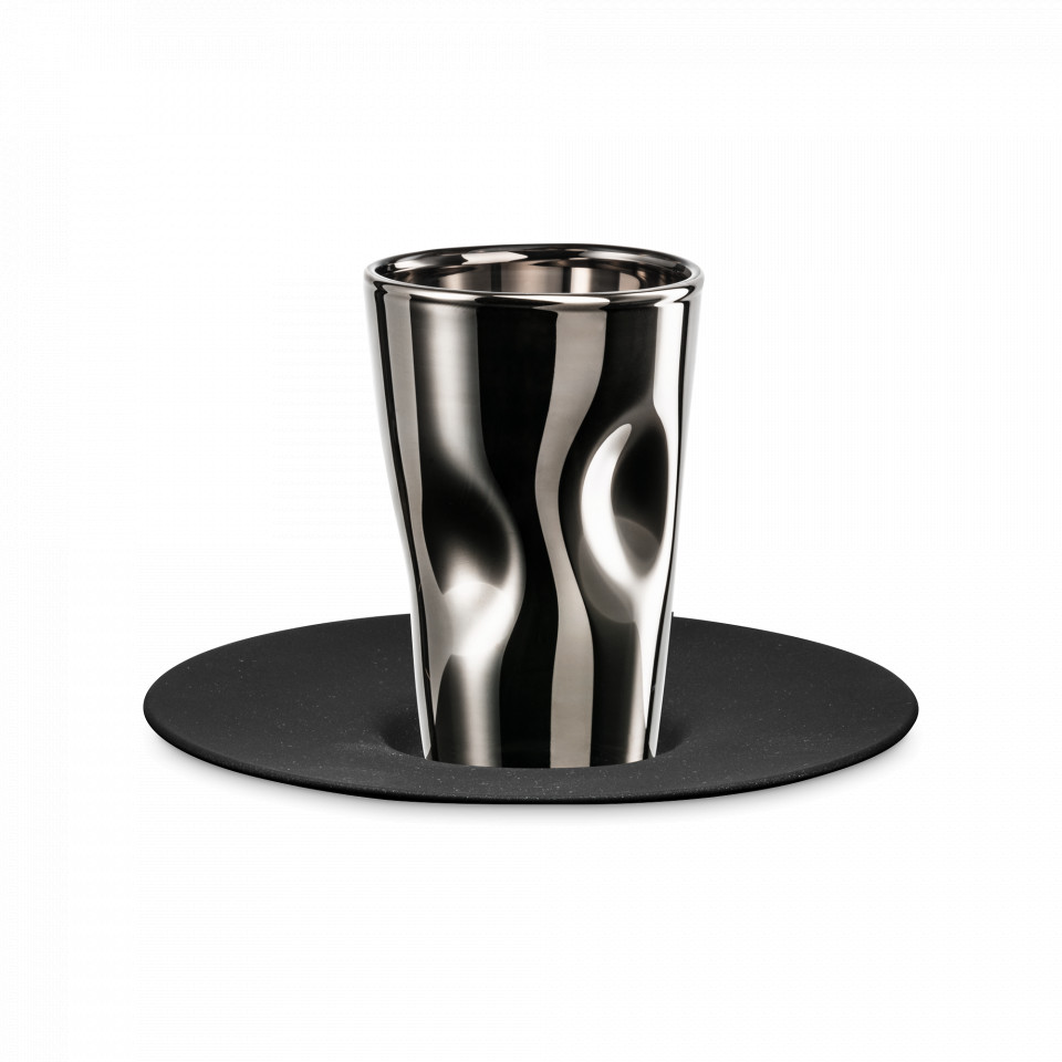 Чашка с блюдцем для эспрессо EISCH Unik, 100 мл платина черный