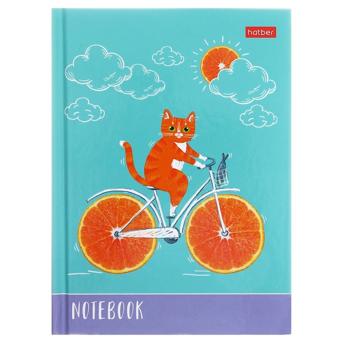 

Записная книжка, А6, 48 листов, в клетку, "Котик-апельсинчик",глянцевая ламинация, блок оф