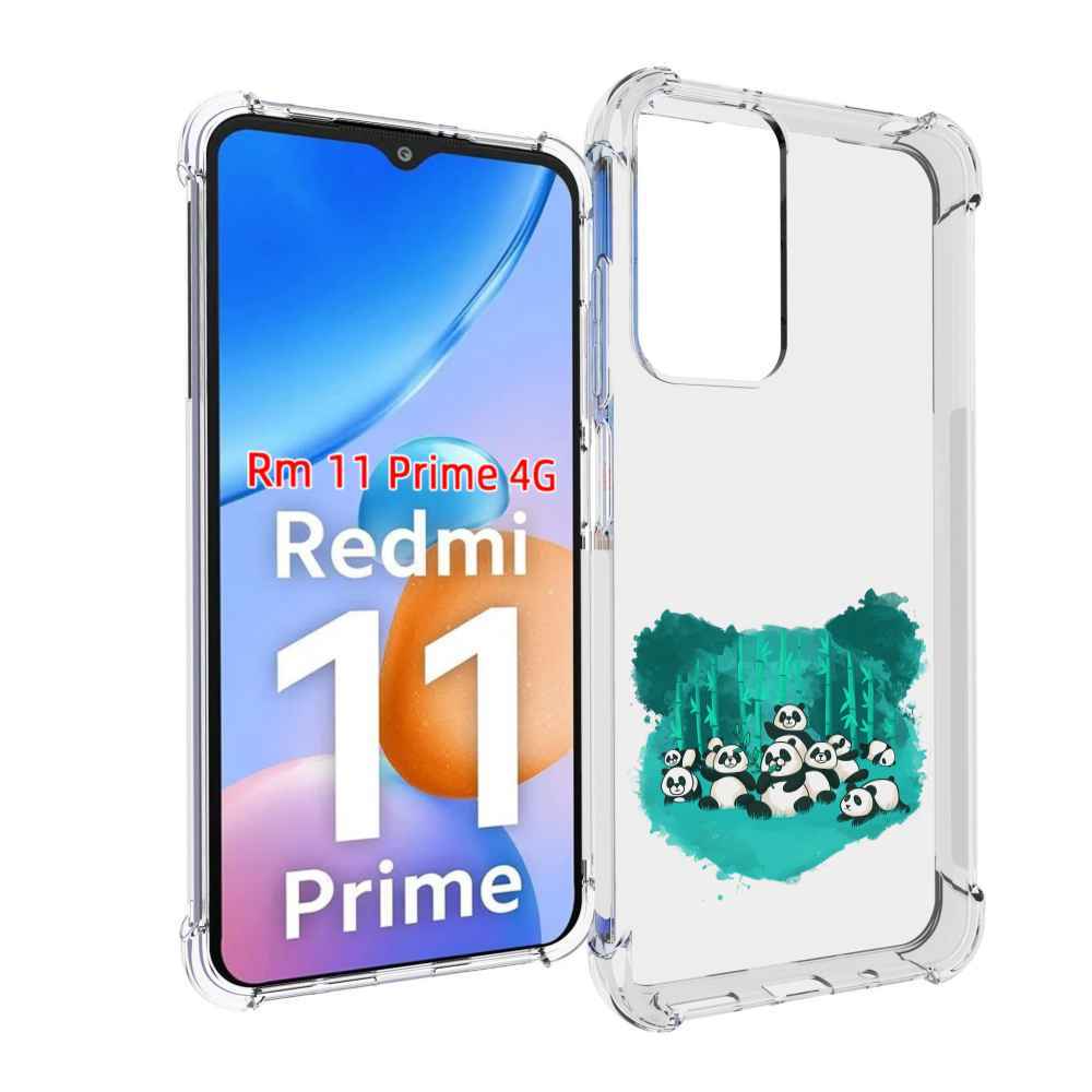 Чехол MyPads нарисованные панды для Xiaomi Redmi 11 Prime 4G