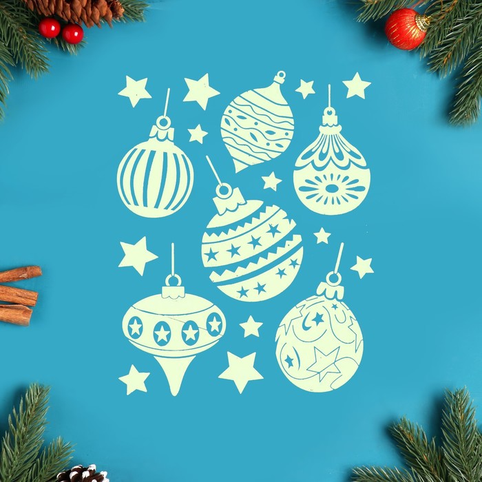 

Наклейки на окна Новогодние елочные украшения, 28 х 19 см