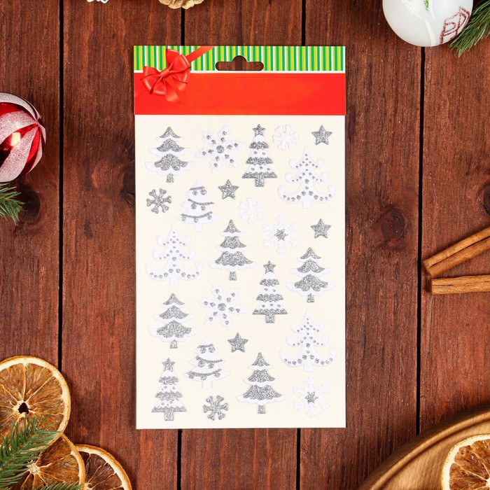 

Наклейки на окна Новогодние ёлочки, 25 х 14 см