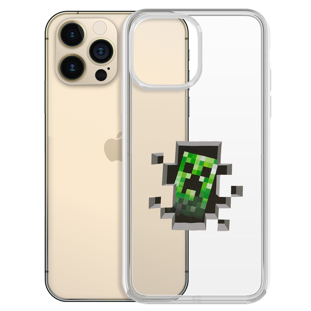 

Чехол-накладка Minecraft-Крипер для iPhone 13 Pro Max, Прозрачный