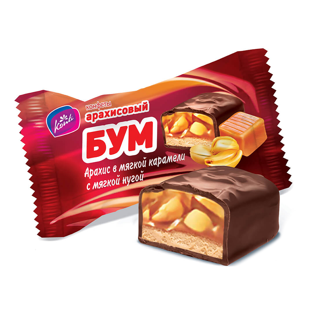

Конфеты глазированные Konti Арахисовый Бум с мягкой нугой