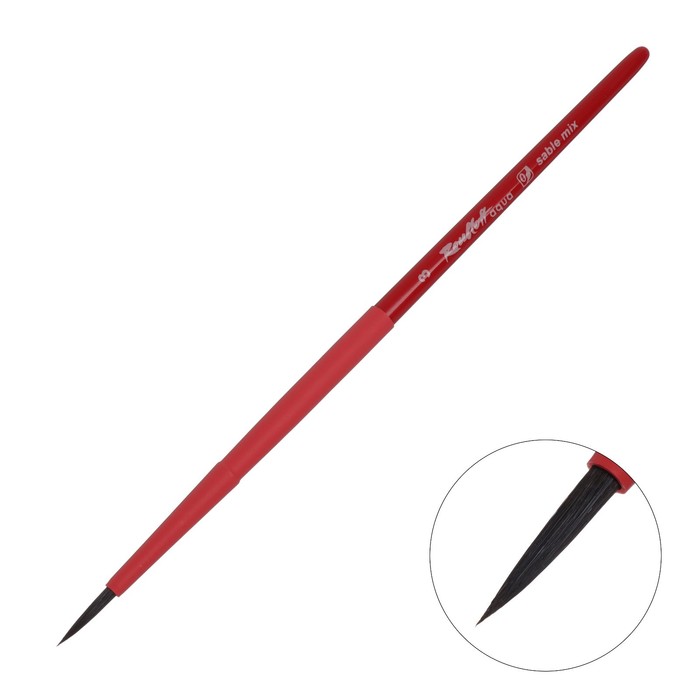 фото Кисть roubloff соболь-микс серия red round № 3 ручка короткая красная/ покрытие обоймы sof