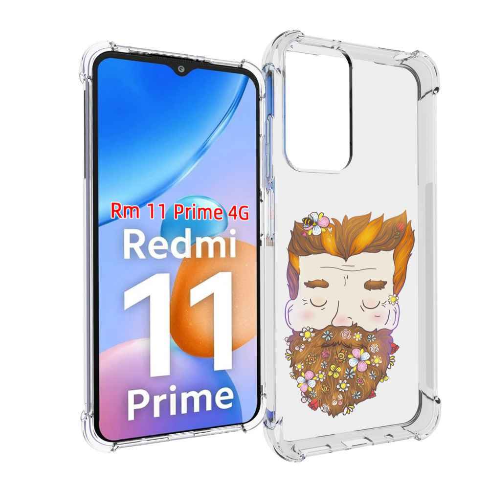 

Чехол MyPads мужчина с цветами в бороде для Xiaomi Redmi 11 Prime 4G, Прозрачный, Tocco