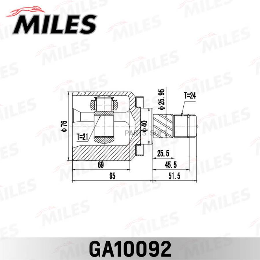 

Шрус Miles Ga10092 Nissan Almera Ukp 00-06 21x40x24 Внутрен Miles арт. GA10092