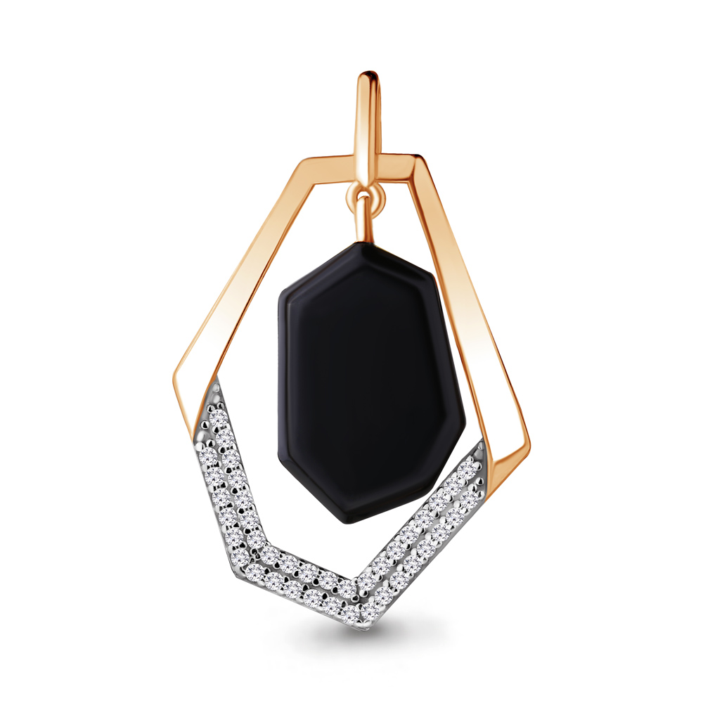 

Подвеска из серебра с фианитом и керамикой Aquamarine 24361А_925_з, 24361А_925_з