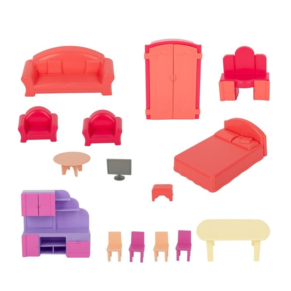 Набор мебели для кукол Стром 15 предметов, пластик (У368)
