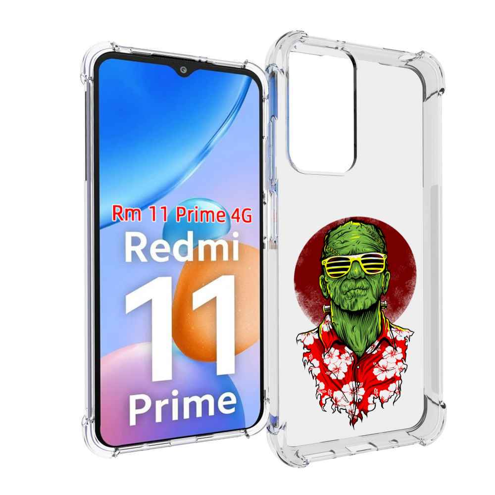 Чехол MyPads крутой зеленый мужчина в очках для Xiaomi Redmi 11 Prime 4G