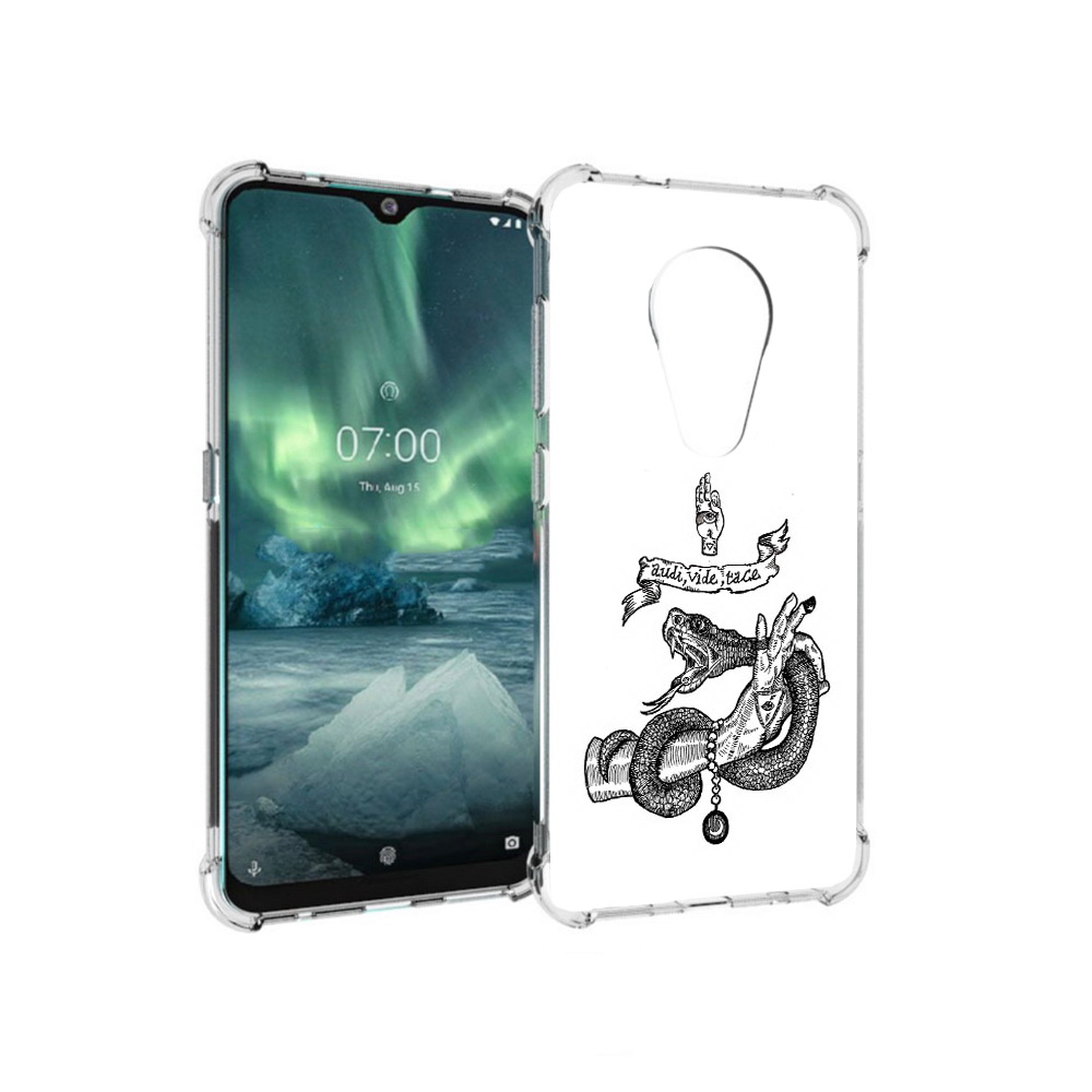 

Чехол MyPads Tocco для Nokia 7.2 змея на руке рисунок (PT139171.105.366), Прозрачный, Tocco