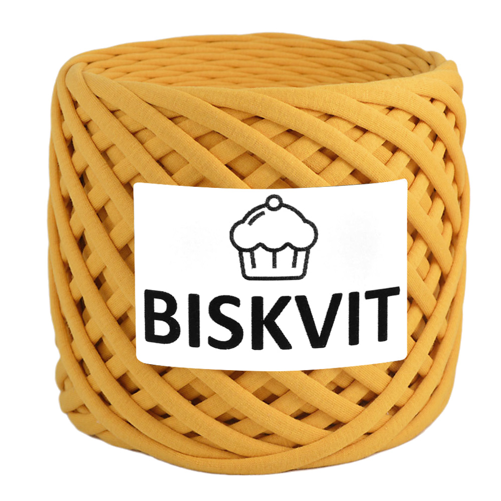 

Трикотажная пряжа для вязания BISKVIT Горчица, 100% хлопок, 7-9мм, 100м, Горчичный, BISKVIT