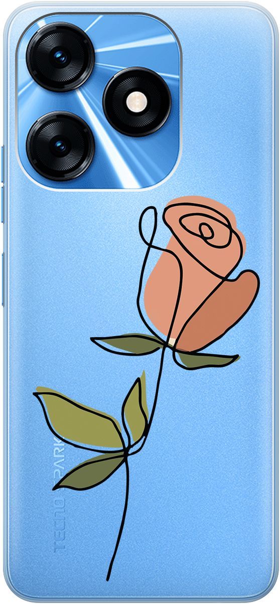 

Силиконовый чехол на Tecno Spark 10 "Rose" прозрачный, Прозрачный;зеленый, 159543