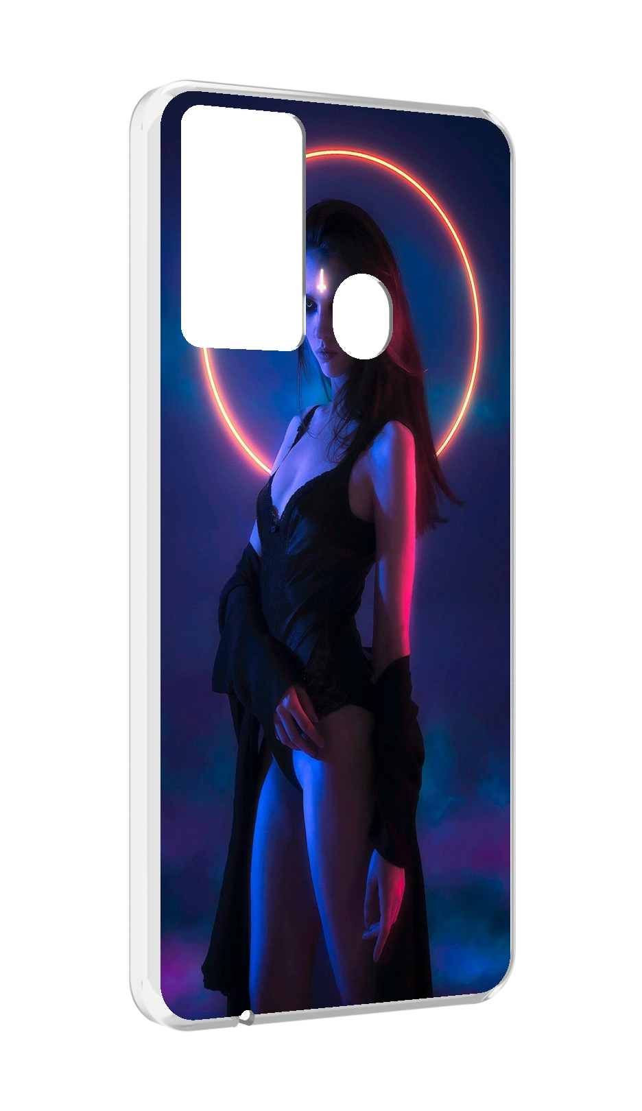 

Чехол MyPads девушка с неоновым кругом женский для Itel P37/Itel Vision 2S, Прозрачный, Tocco
