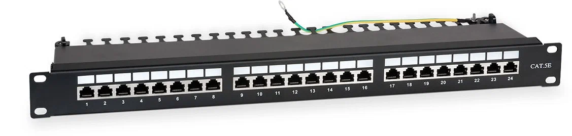 

Патч-панель WRline (WR-PL-24-C5E-SH-D) 19" 1U 24xRJ45 кат.5E FTP, Черный