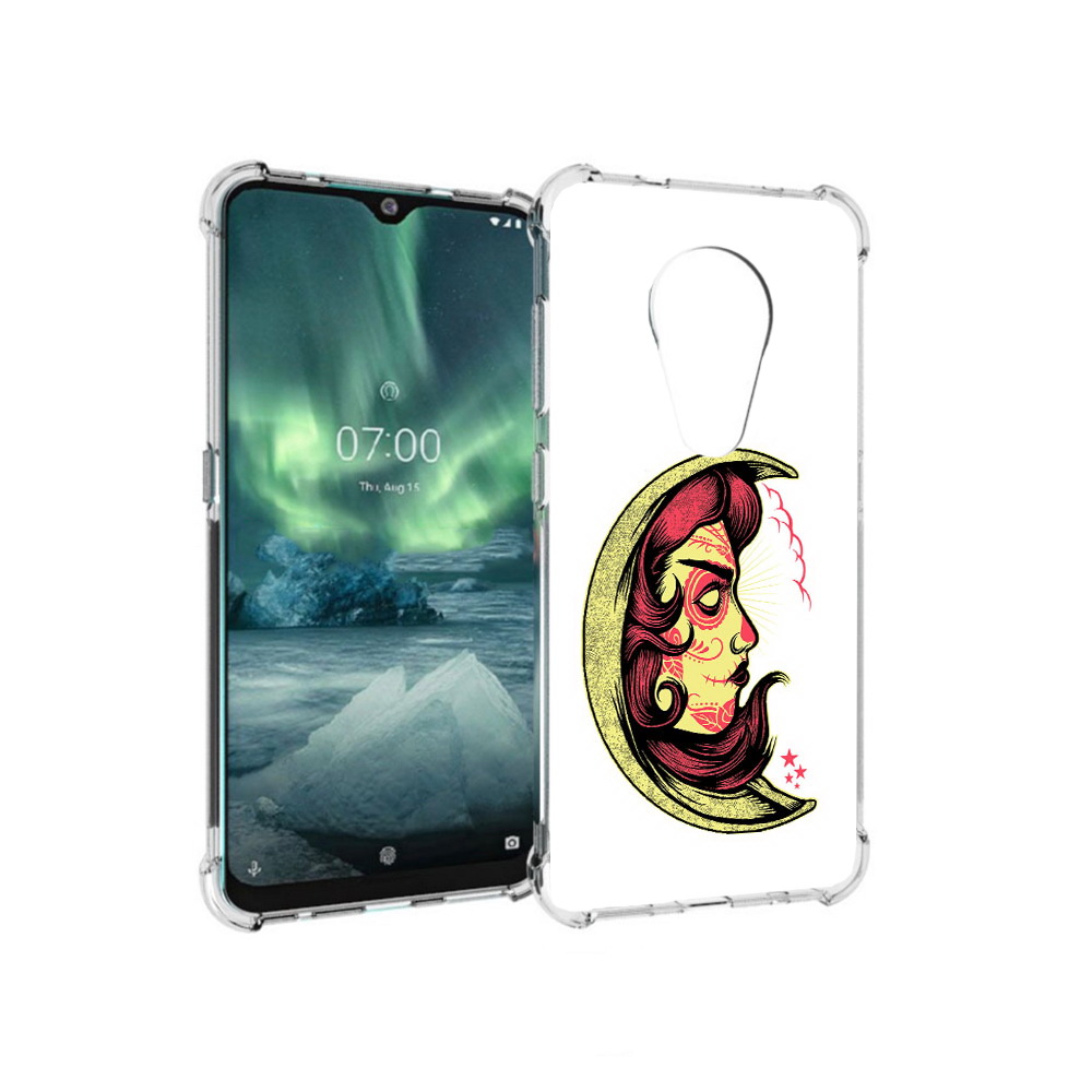 

Чехол MyPads Tocco для Nokia 7.2 желтый полумесяц с лицом девушки (PT139171.105.346), Прозрачный, Tocco