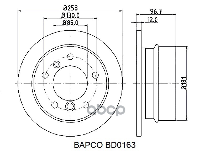 

Диск Тормозной Задний Bd0163 BAPCO BD0163, BD0163