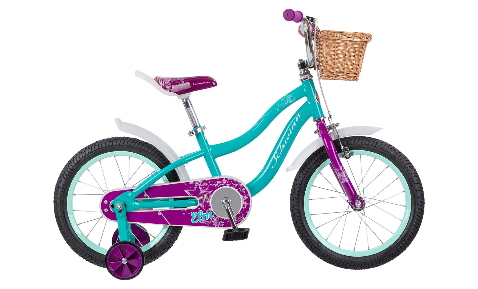 фото Детский велосипед schwinn elm 16 + корзина (2021) (one size) darkturquoise/darkmagenta