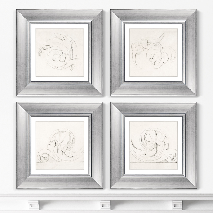 фото Репродукция набор из 4-х картин architectural motifs four rinceaux, 1875г. картины в квартиру