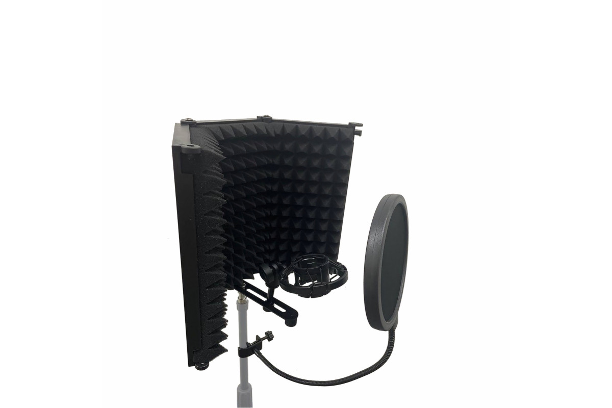 фото Акустический экран ak01-38p1p с держателем микрофона,поп фильтром на стойку с резьбой 3/8 mobicent