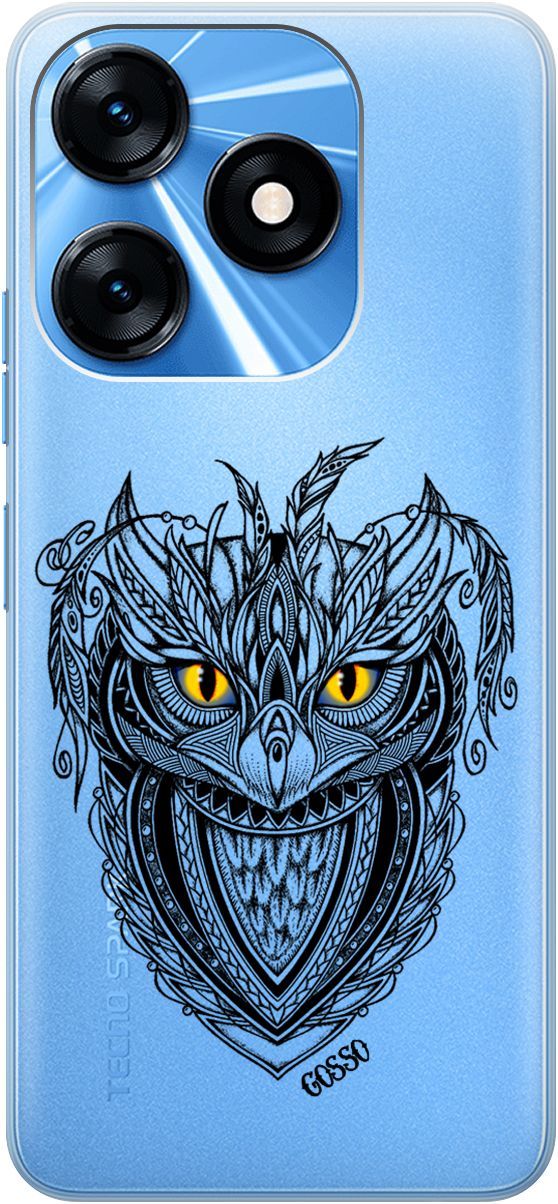 

Силиконовый чехол на Tecno Spark 10 "Grand Owl" прозрачный, Прозрачный;желтый, 159542