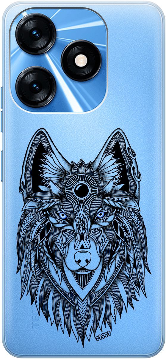 

Силиконовый чехол на Tecno Spark 10 "Grand Wolf" прозрачный, Прозрачный;голубой, 159542