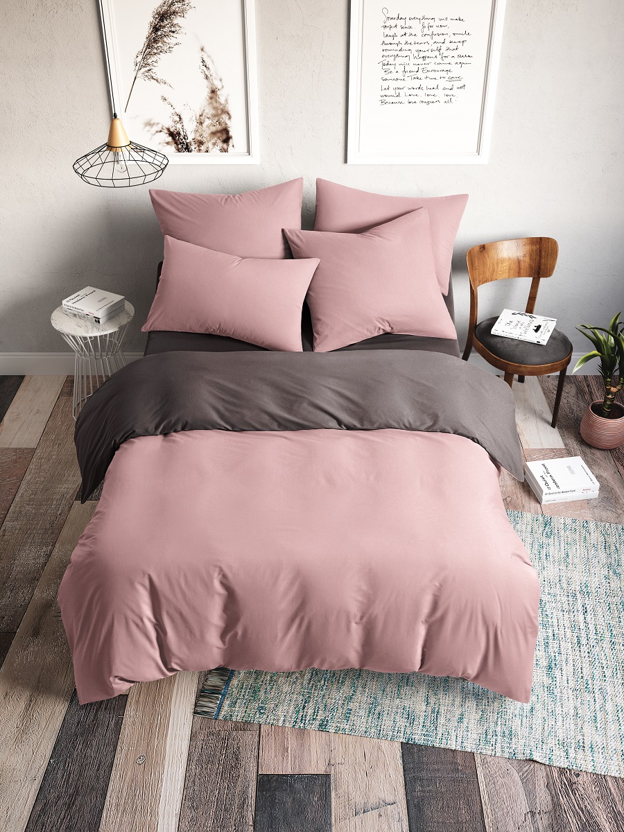 

Постельное Белье Ночь Нежна Дымчатая роза 609+801 Поплин гл/кр 1.5 сп. 50х70