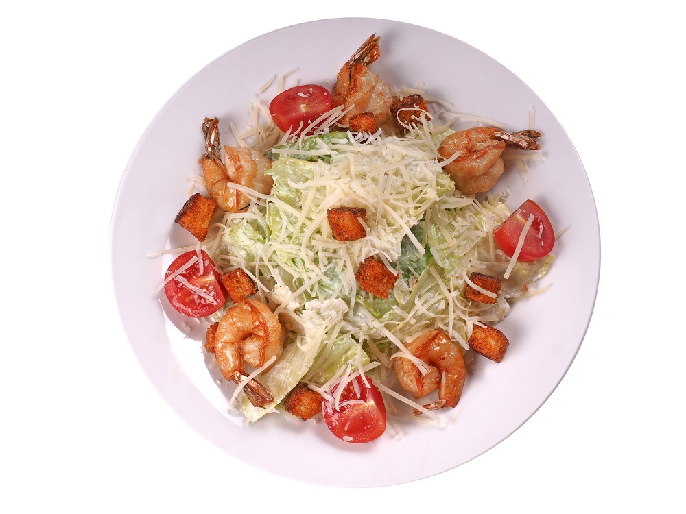 

Салат Цезарь с креветками +-200 г