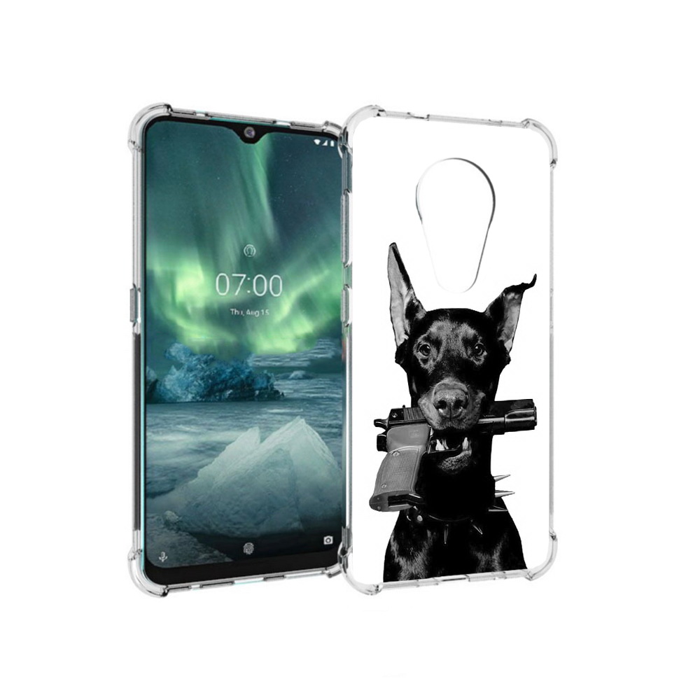 

Чехол MyPads Tocco для Nokia 7.2 доберман с пистолетом (PT139171.105.331), Прозрачный, Tocco