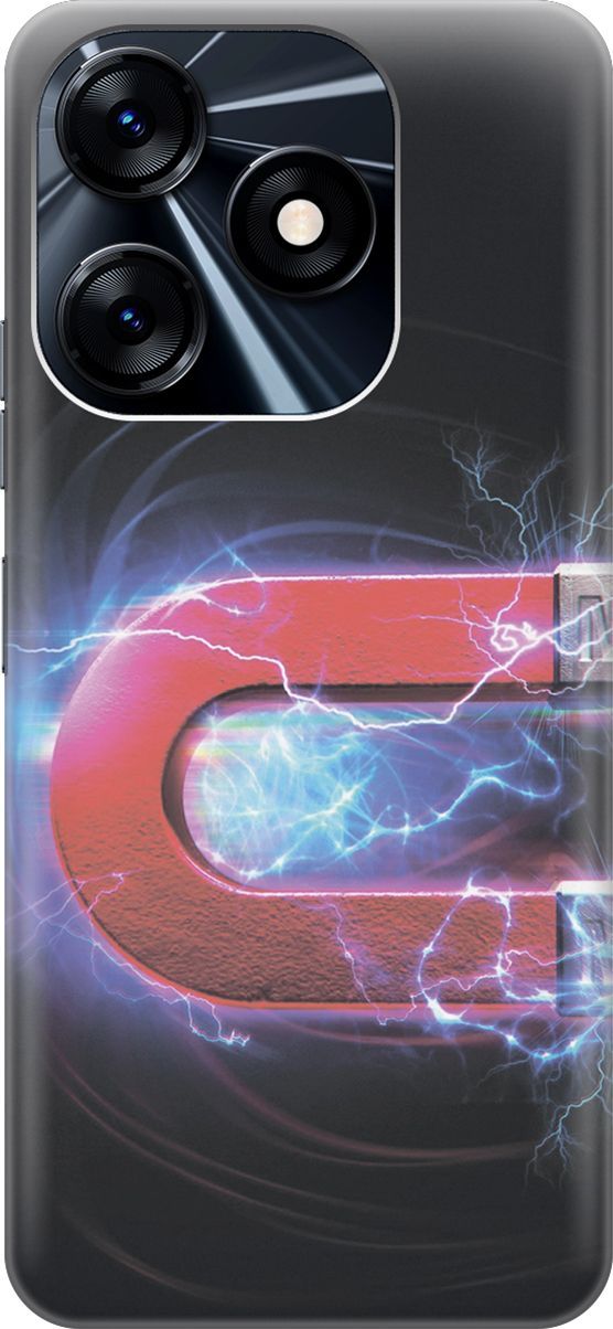 

Силиконовый чехол на Tecno Spark 10 "Южный полюс магнита", Голубой;красный, 159536