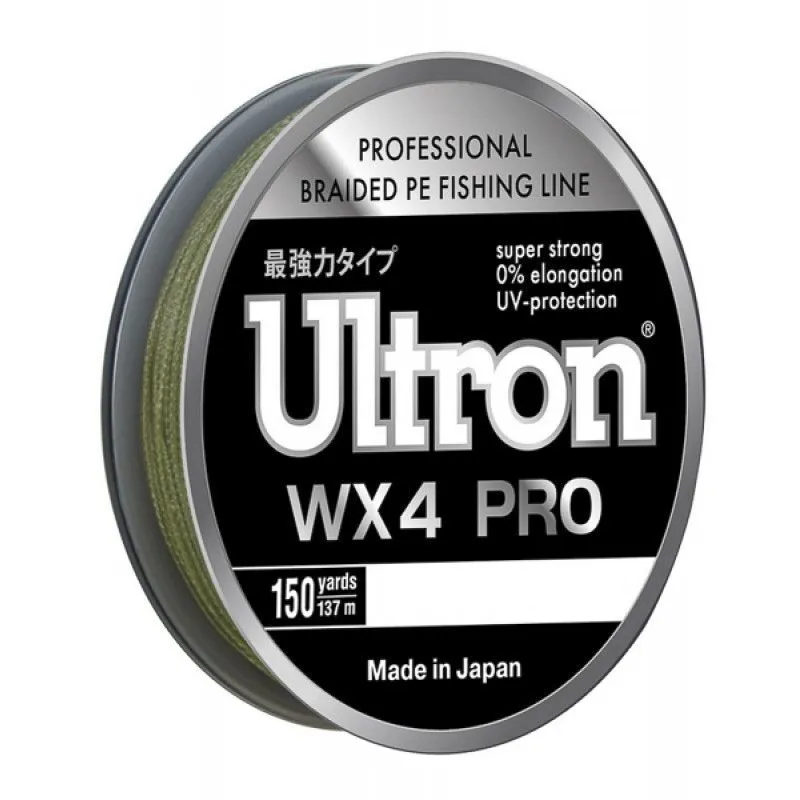 

Плетеный шнур для рыбалки ULTRON WX 4 PRO (ULTRON / 0.19 / 13 / 137 / 1.3), Зеленый, WX 4 PRO